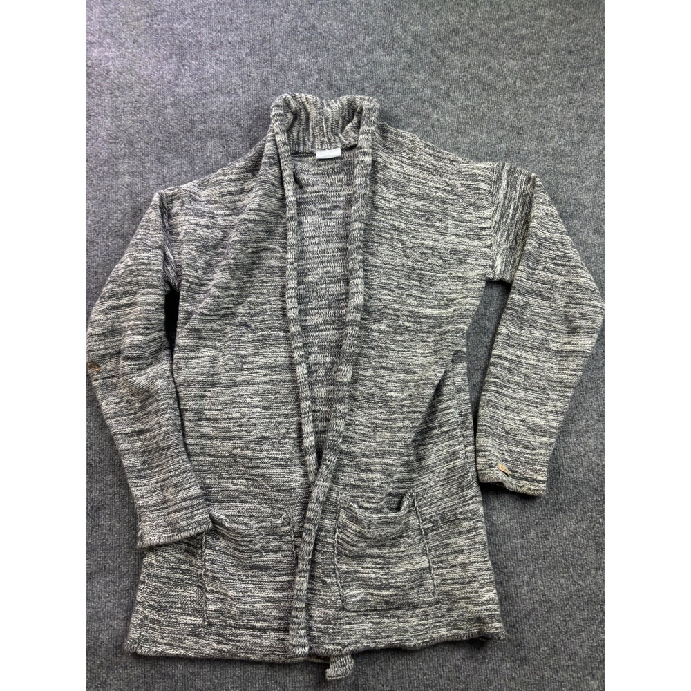 Columbia Cardigan Sweater Womens Medium Grey Space Dye Open Front Wool Blend